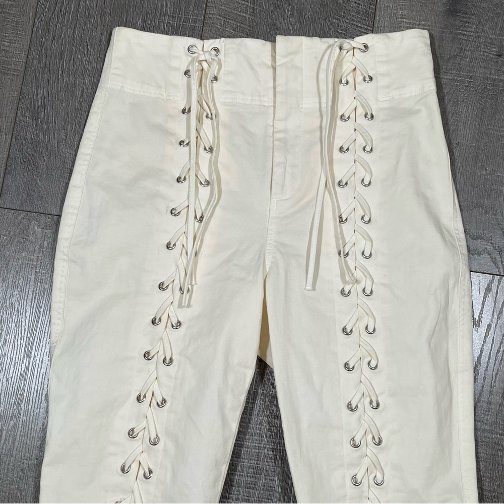 A.L.C. Kerrigan Lace-Up Skinny Pants Size 4 Ivoy - Picture 8 of 9